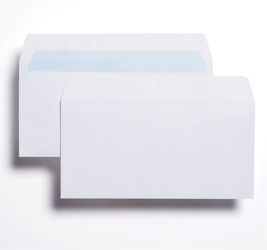 999) 50x White Peel & Seal Envelopes (110 x 220) eco friendly