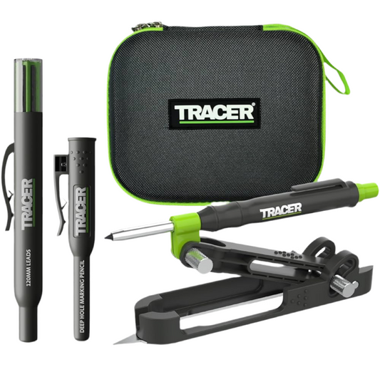 Tracer ProScribe Tool with Deep Hole Pencil, Lead Holster and Carry Case (DIY, Woodworking, and Carpentry Multi-Function Scribe Tool)