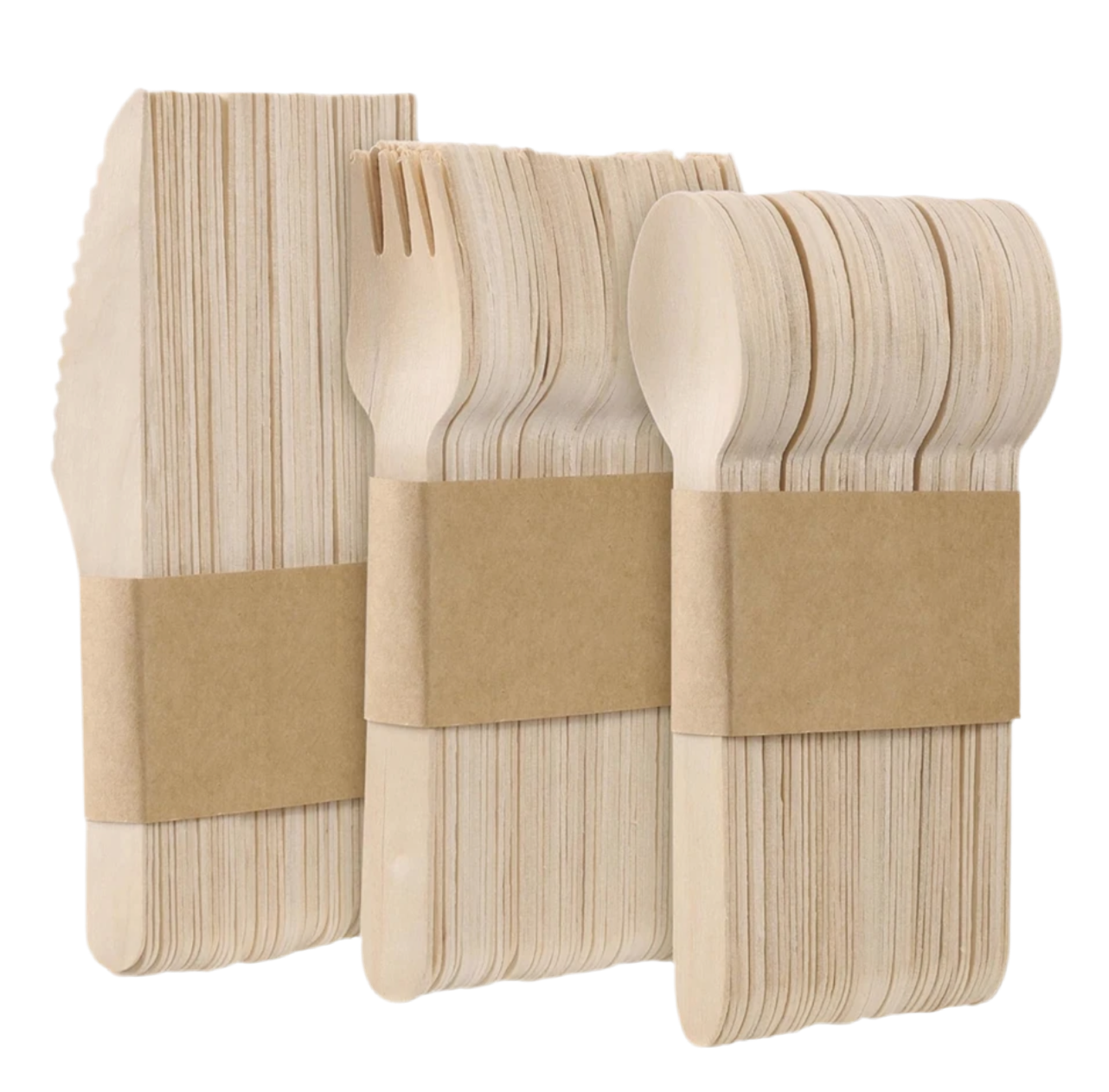 998) SITE SETUP - Disposable Wooden Cutlery Set, FSC® Certified (Forks x50 - Spoons x50 - Knives x50)