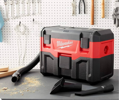 Milwaukee 0880-20, Cordless Lithium-Ion Wet/Dry Vacuum Cleaner, Red, 0 W, 2 gallons, 82 Decibele