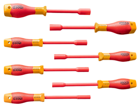 998) INGCO 7Pcs Insulated Nut Screwdriver Set VDE Insulated Nut Driver Spinner Socket HKISD0701