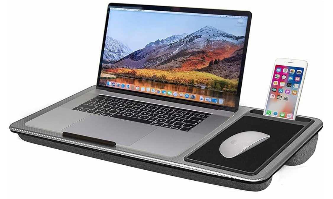 SEFFO Lap Desk Laptop Stand Portable Tray With Cushion, Built In Mouse Pad And Phone Holder, Up To 15.6"