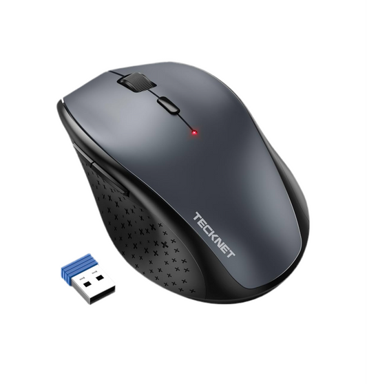 TECKNET Wireless Mouse for Laptop, 4800 DPI Optical Computer Mice with 6 Adjustable Levels, 30 Months Long Battery Life 2.4G Cordless USB Silent Mouse for Notebook, PC, Office Home Work (Grey)