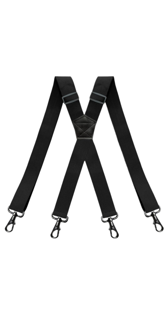 RIONA Mens Braces with 4 Carabiner Clips Wide 3.8 cm Adjustable and Elastic X-Back Suspenders Heavy Duty One Size Fits All Men and Women