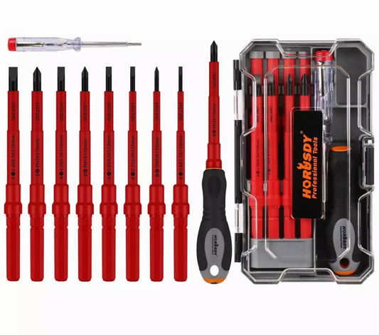 10PC 1000V VDE Insulated Slotted & Pozi Screwdriver Set Electrical Repair Tools