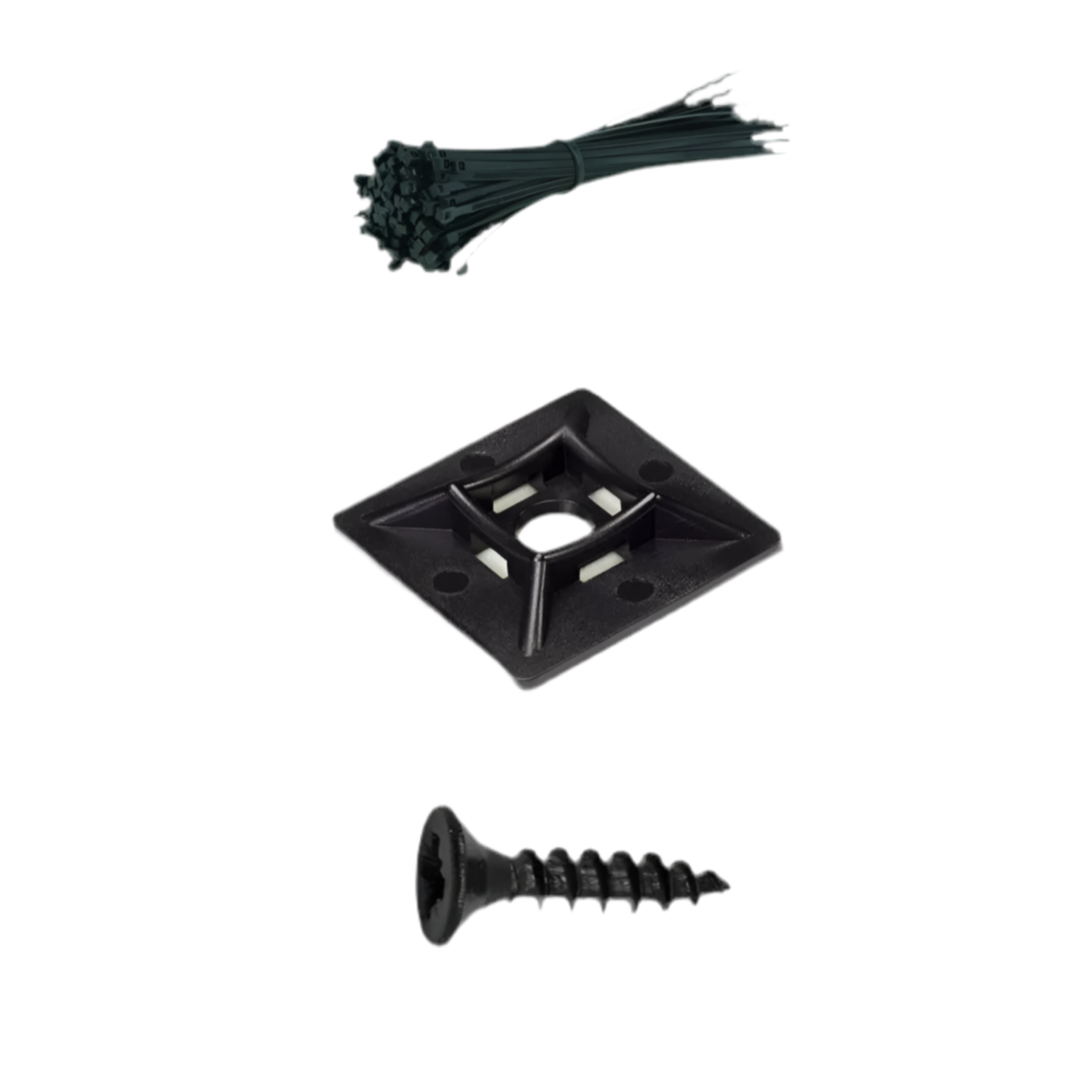 6) 100 (19x19mm) Adhesive Cable Pads, 100x Cable Ties, 100x Drywall screws