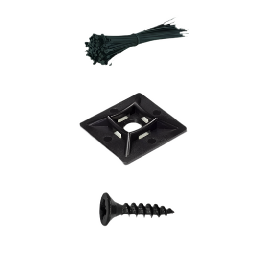 6) 100 (19x19mm) Adhesive Cable Pads, 100x Cable Ties, 100x Drywall screws