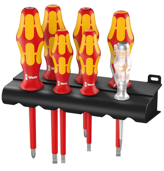 Wera 160 i/165 i/7 VDE Kraftform Alloy Steel Lasertip screwdriver Set, SL/PZ, 7pc, Multi-colour