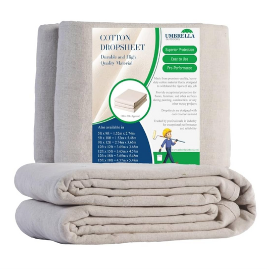 0) (Best Seller this month) Heavy Duty Cotton Dust Sheets - Durable, Reusable Covering Sheets for Renovation, Construction (Natural colour - 6X3FT)