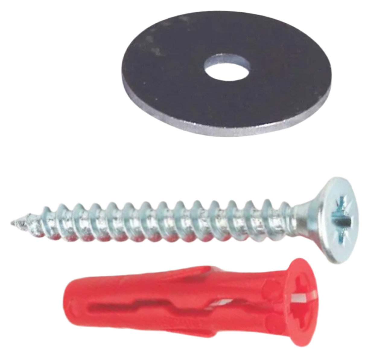 96) Floodlight Fixing Pack- 50x screws 38mm (10), 50x Red Raw plugs & 50x Penny Washers