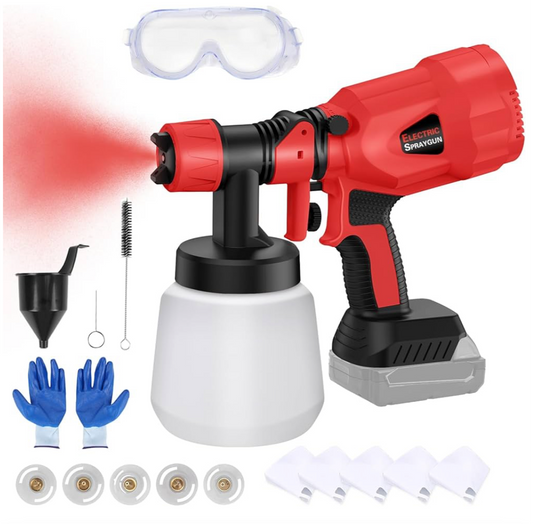 999) Cordless Paint Sprayer (Compatible with Milwaukee) M18 18V Battery with 1000 ml Paint Container, 5 Nozzles (1.0/1.5/1.8/2.0/2.5mm) 3 Spray Patterns HVLP Electric Spray Gun for Walls, Furniture Fence