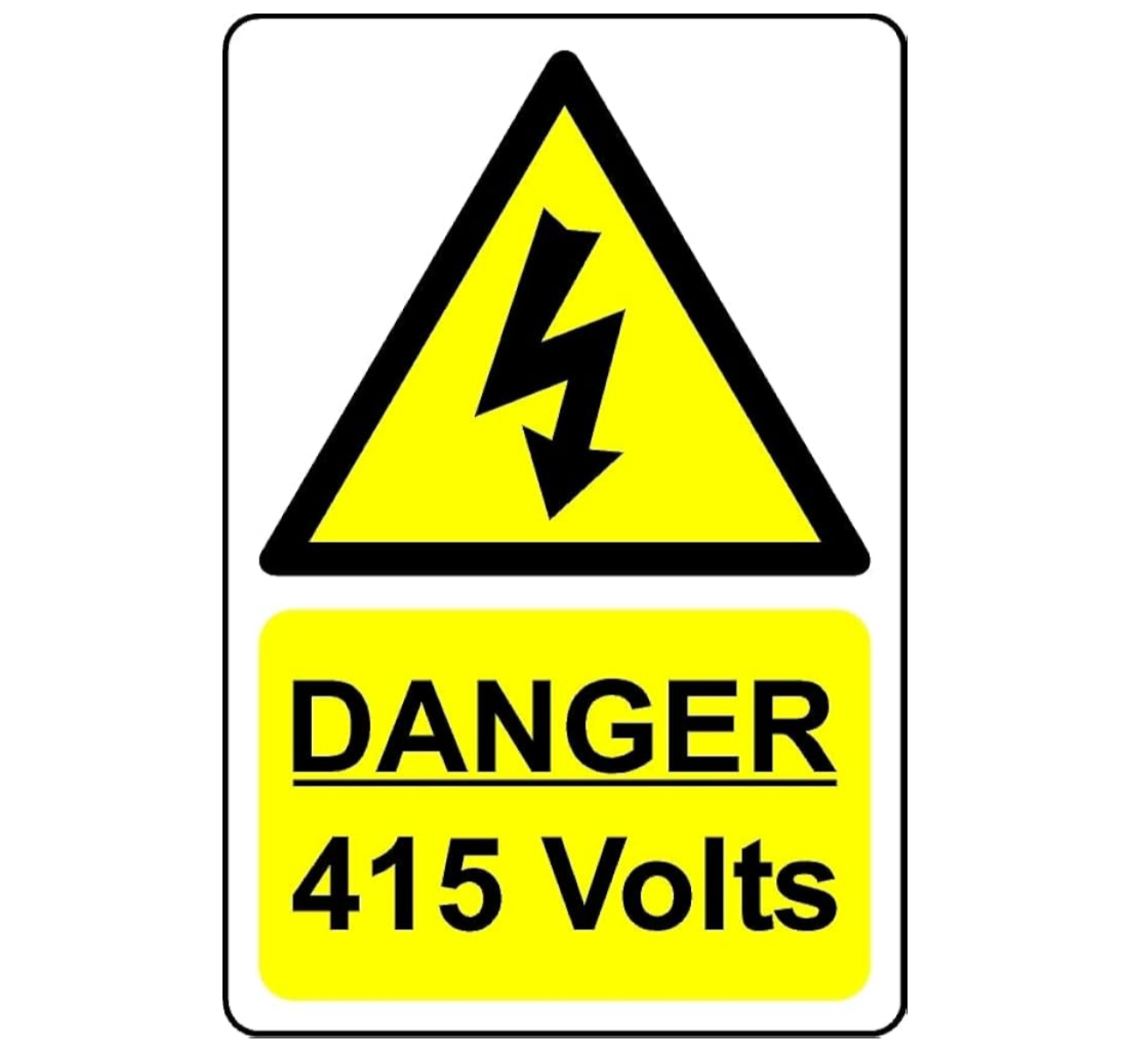 998) Danger 415 Volts Safety Sign - Self Adhesive Sticker (300mm x 200mm)