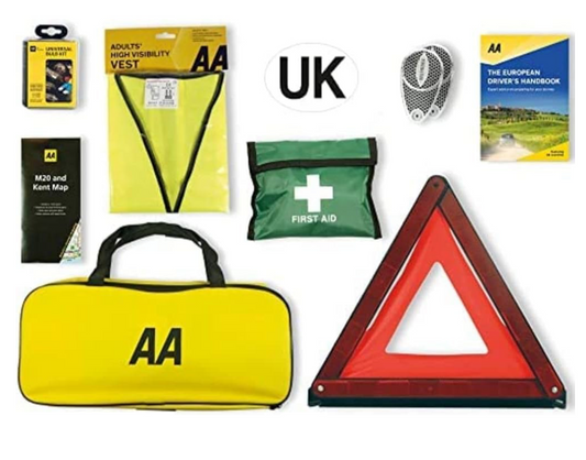 AA Euro Travel Kit AA6318 - for Driving in France/Europe - Includes Zipped Storage Bag and UK Identifier, Multicolour