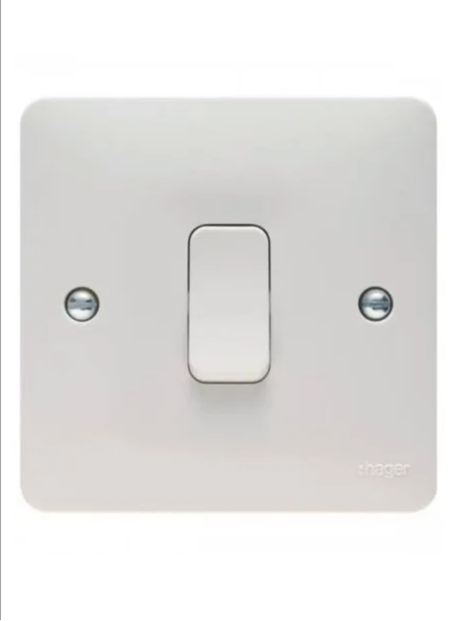 HAGER White Moulded 1 Gang Light Switch