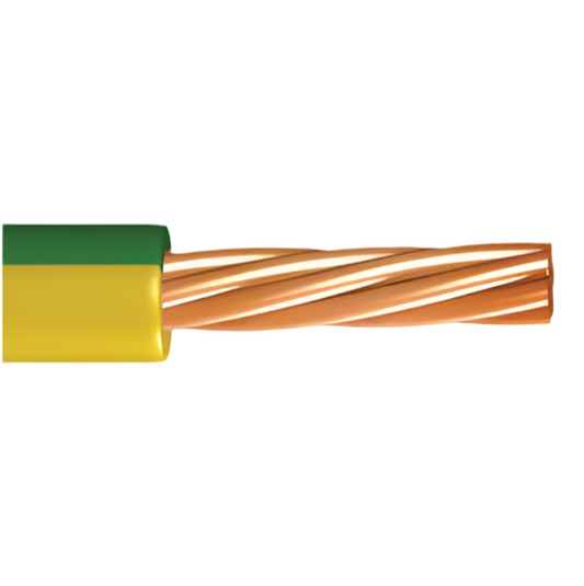 408) LSF 10mm² Single Core Cable Green / Yellow (100m Drum)