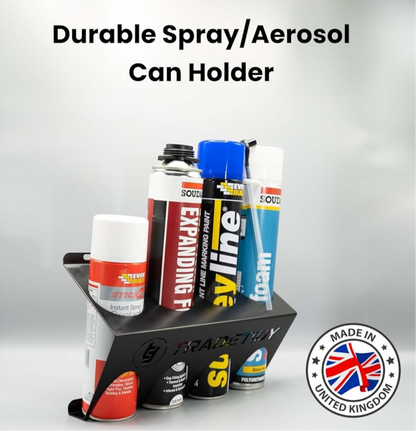Tradetidy Spray Can Holder, Garage Organiser for Spray and Aerosol Can, Shelf Organiser Ideal for Vans, Garages, Workshops, Robust Steel Construction, Colour - Black
