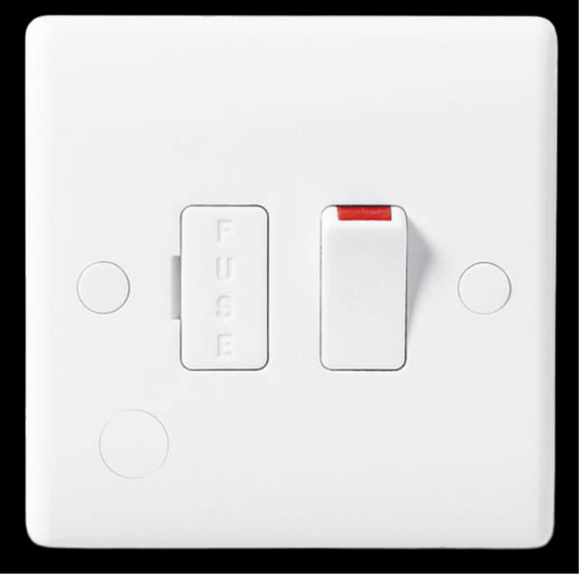 7) BG NEXUS 1G SWITCHED FUSED SPUR with FLEX OUTLET WHITE (BG 853)