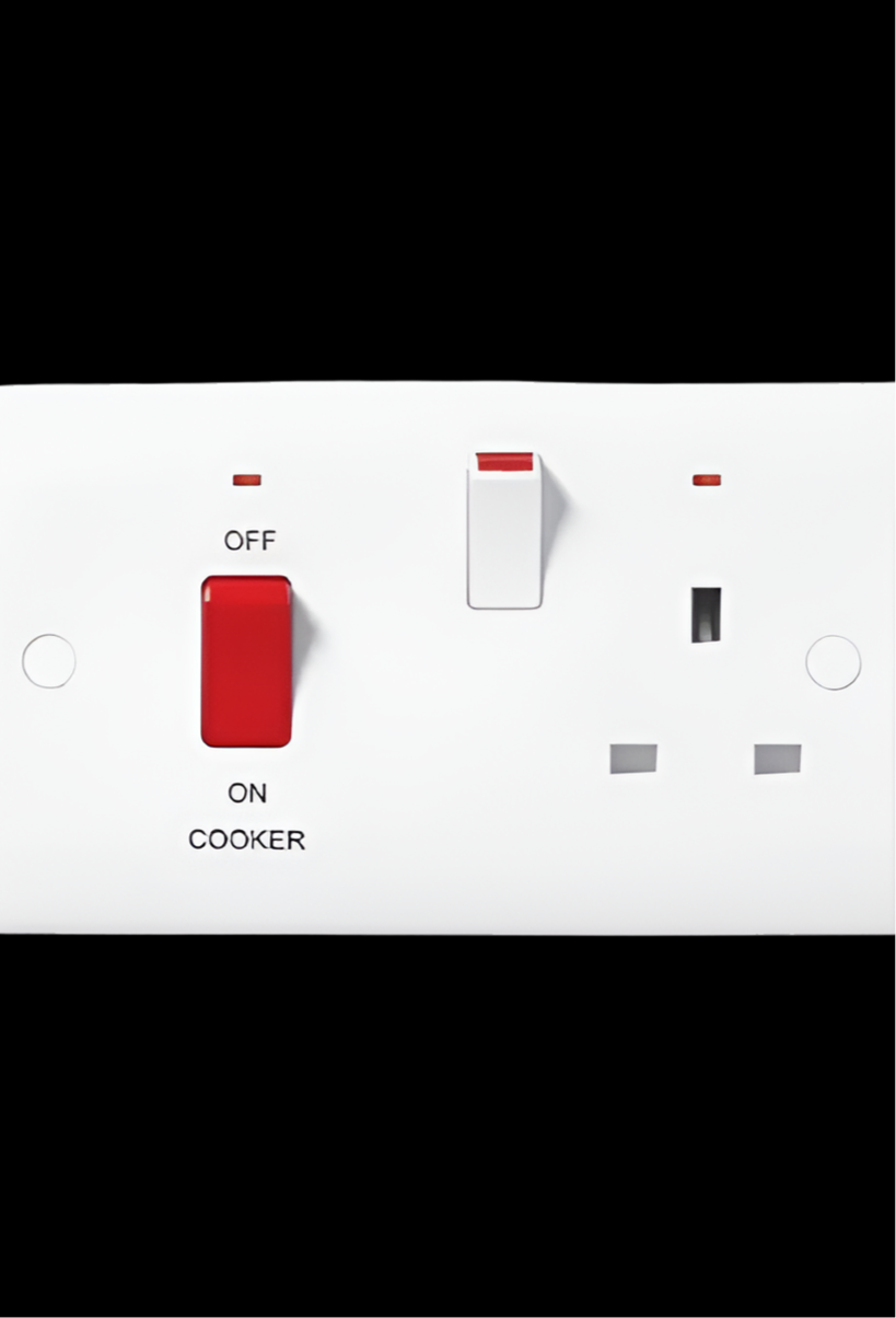 7) BG NEXUS HORIZONTAL 45amp COOKER SWITCH & SOCKET WHITE (BG 871)