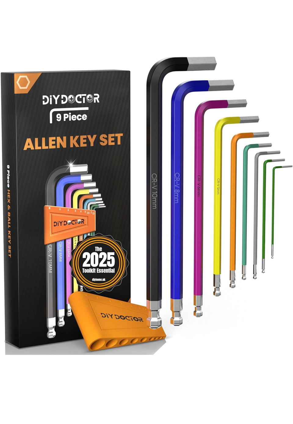 0) Hex Key Set (9 Pieces) – Long Ball-End Allen Keys from 1.5mm to 10mm – Durable Hex Key Set