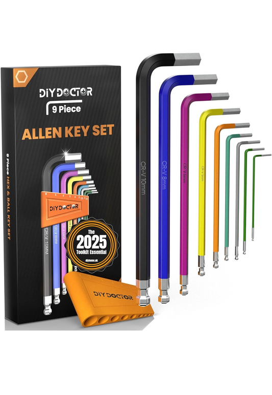 0) Hex Key Set (9 Pieces) – Long Ball-End Allen Keys from 1.5mm to 10mm – Durable Hex Key Set