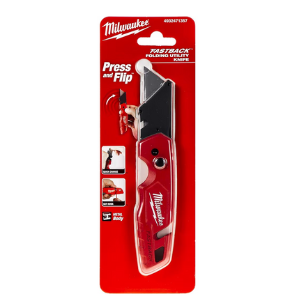 0) Milwaukee Fastback Folding Utility Knife – Quick-Change Blade, Belt Clip & One-Hand Flip